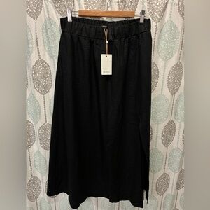 Quince-NWT-Black 100% European Linen Maxi Skirt